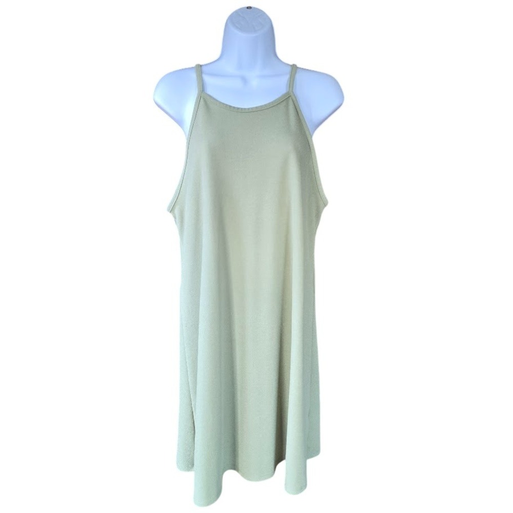 WallFlower Mini Dress Womens L Sage Green Boho Minimalist Fairycore Swing Earthy